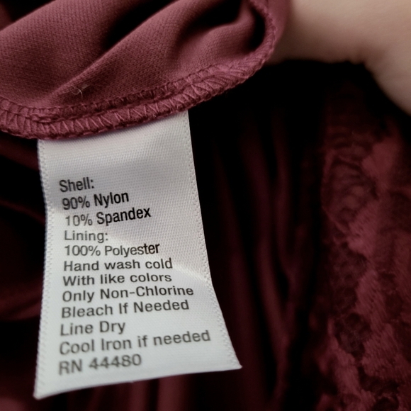 Wonderly Size XL Burgundy Long Sleeve Lace Mini Dress - Picture 10 of 10